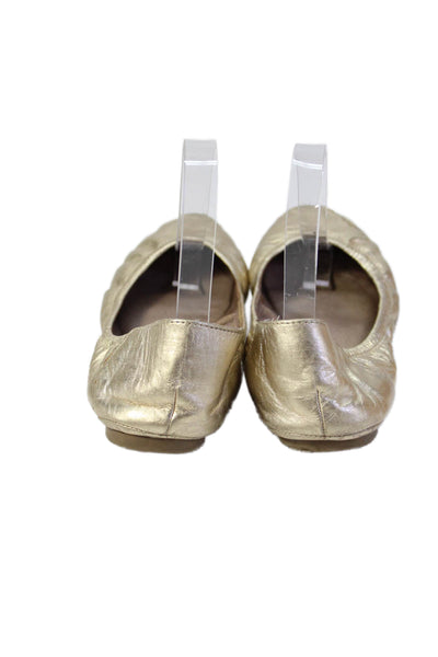 Vince Camuto Womens Slip On Round Toe Metallic Ballet Flats Gold Leather Size 7