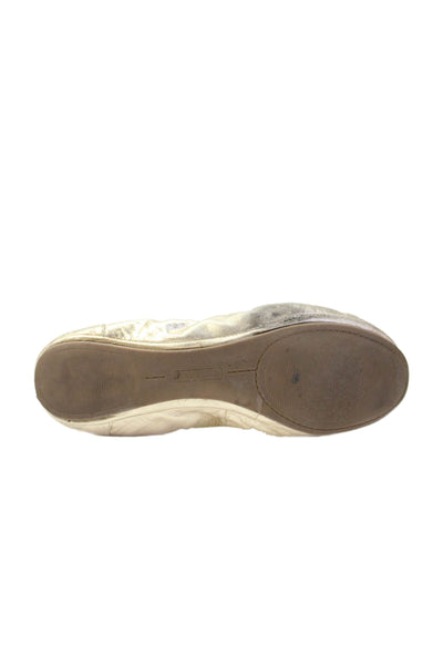 Vince Camuto Womens Slip On Round Toe Metallic Ballet Flats Gold Leather Size 7