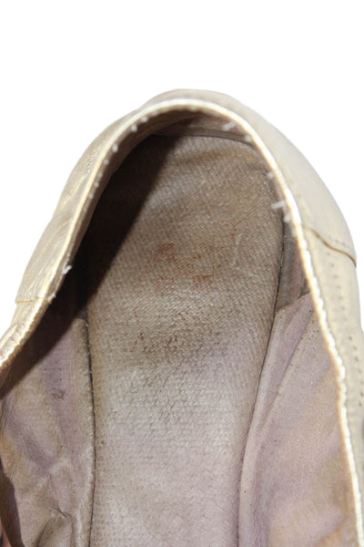 Vince Camuto Womens Slip On Round Toe Metallic Ballet Flats Gold Leather Size 7