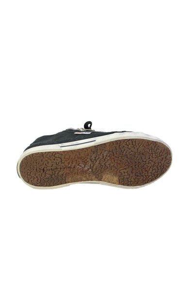 Superga Womens Lace Up Double Side Zip High Top Sneakers Black Canvas Size 38