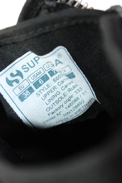 Superga Womens Lace Up Double Side Zip High Top Sneakers Black Canvas Size 38