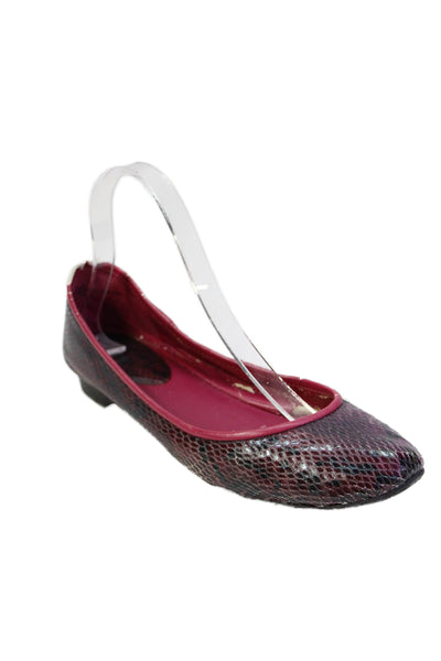 Nine West Womens Slip On Snakeskin Printed Ballet Flats Purple White Size 7M