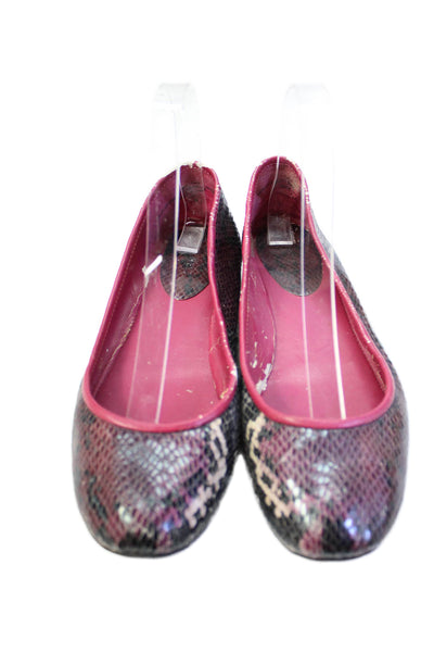 Nine West Womens Slip On Snakeskin Printed Ballet Flats Purple White Size 7M