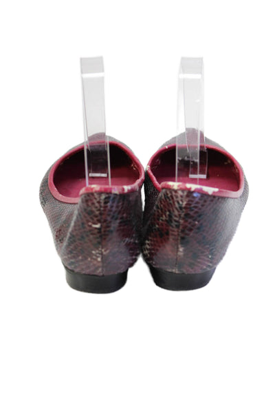 Nine West Womens Slip On Snakeskin Printed Ballet Flats Purple White Size 7M