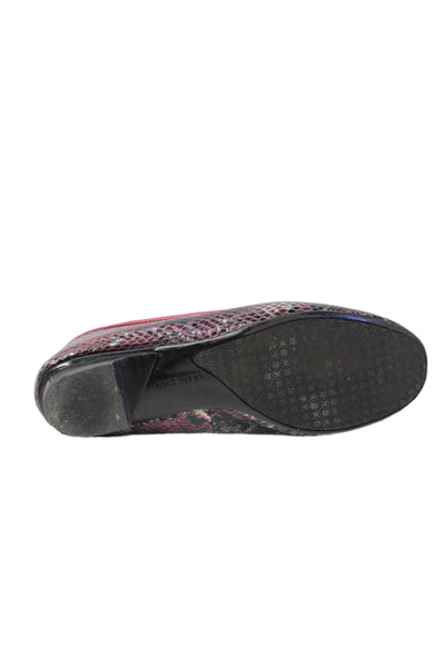 Nine West Womens Slip On Snakeskin Printed Ballet Flats Purple White Size 7M