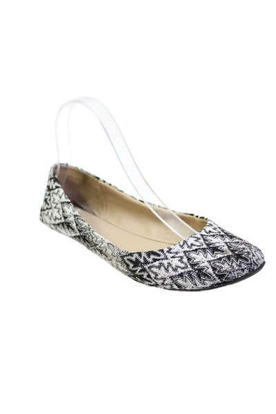 Kenneth Cole Reaction Womens Slip On Printed Canvas Ballet Flats Black White 7