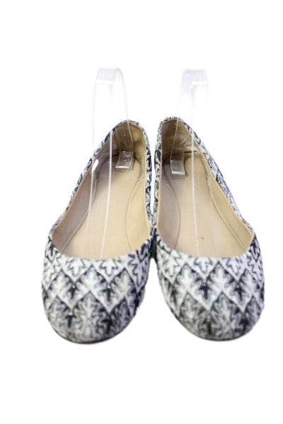 Kenneth Cole Reaction Womens Slip On Printed Canvas Ballet Flats Black White 7