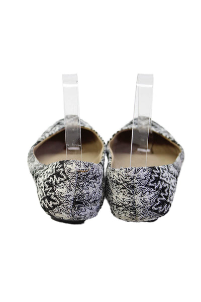 Kenneth Cole Reaction Womens Slip On Printed Canvas Ballet Flats Black White 7