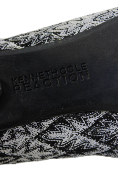 Kenneth Cole Reaction Womens Slip On Printed Canvas Ballet Flats Black White 7