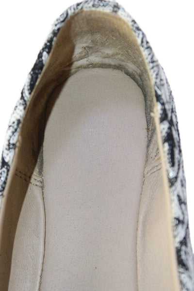 Kenneth Cole Reaction Womens Slip On Printed Canvas Ballet Flats Black White 7