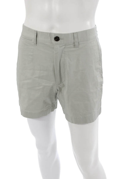 J Crew Mens Chino Shorts Gray Button Cotton Elastane Size 29