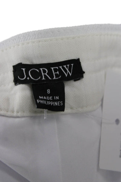 J Crew Unisex White Mini Shorts Linen Blend Button Solid Marine Size 8