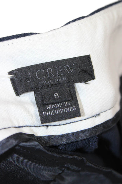 J Crew Womens Dark Blue Cropped Ankle Dress Pants 100% Polyester Zip Size 8