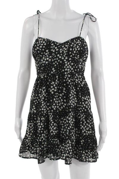 Kiss The Sky Women Fit & Flare Mini Sundress Black Floral Tie Size XS