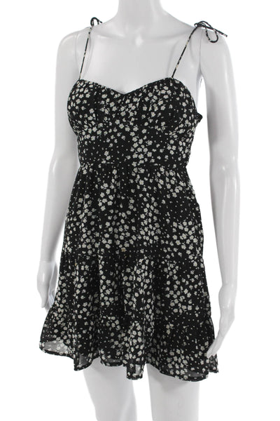 Kiss The Sky Women Fit & Flare Mini Sundress Black Floral Tie Size XS