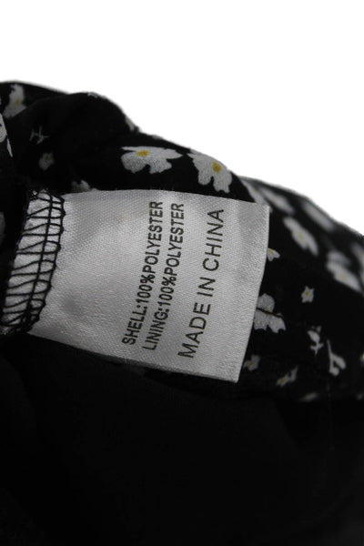 Kiss The Sky Women Fit & Flare Mini Sundress Black Floral Tie Size XS