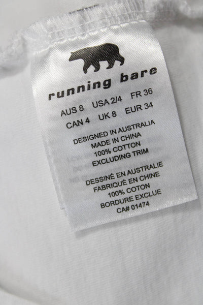 Running Bare Womens Basic Sleeveless Cotton Graphic Tank Crew Neck White Size S