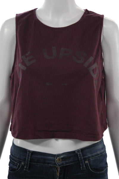 The Upside Women Cropped Tank Purple Organic Cotton Graphic Size S