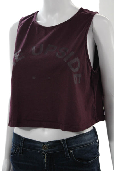 The Upside Women Cropped Tank Purple Organic Cotton Graphic Size S
