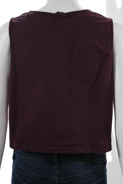 The Upside Women Cropped Tank Purple Organic Cotton Graphic Size S
