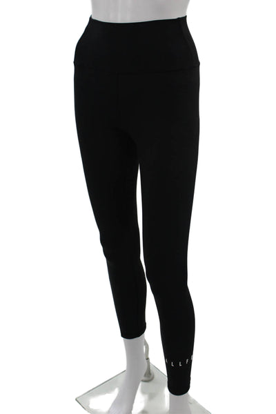 Allfenix Women Ankle Leggings Black Solid 73% Polyester 27% Spandex Size S