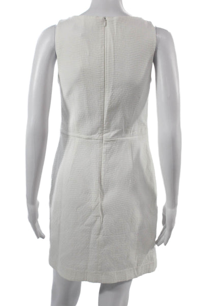 Banana Republic Womens Sheath Dress White Sleeveless Crew Neck Button Size 0