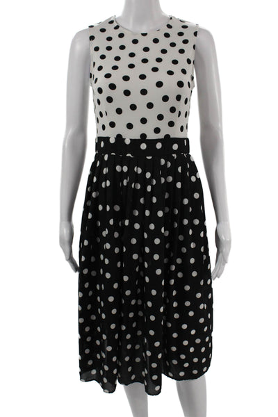 Zara Womens Fit & Flare Tank Dress Polka Dot Black Sleeveless Size S