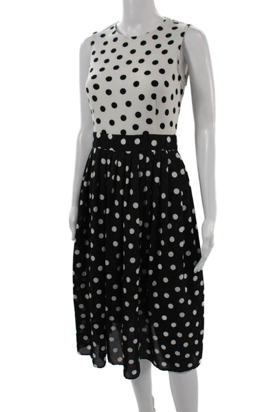 Zara Womens Fit & Flare Tank Dress Polka Dot Black Sleeveless Size S