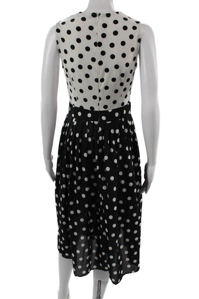 Zara Womens Fit & Flare Tank Dress Polka Dot Black Sleeveless Size S