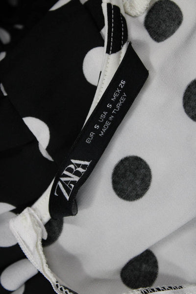 Zara Womens Fit & Flare Tank Dress Polka Dot Black Sleeveless Size S