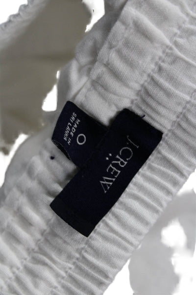 J Crew Womens Cropped Jogger Pants White Linen Cotton Drawstring Petite Size 0