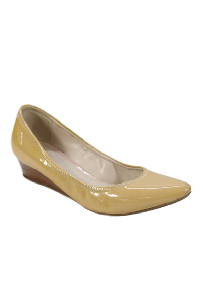 Cole Haan Grand.OS Womens Patent Leather Low Wedge Pumps Yellow Size 6 B