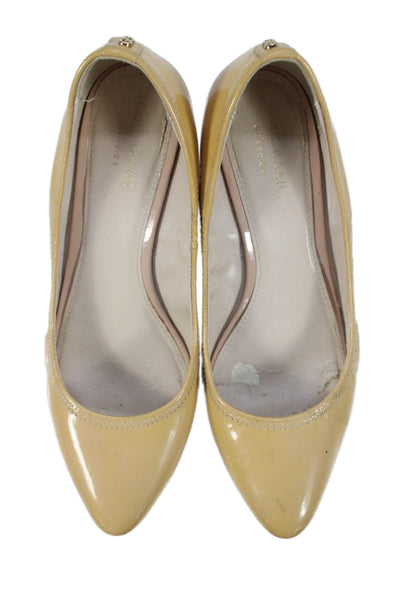Cole Haan Grand.OS Womens Patent Leather Low Wedge Pumps Yellow Size 6 B