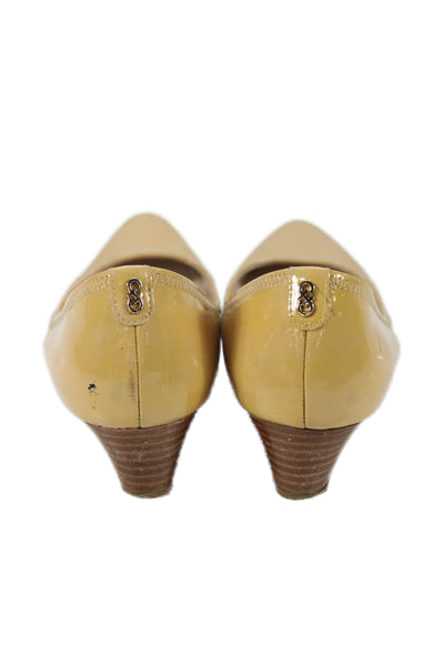 Cole Haan Grand.OS Womens Patent Leather Low Wedge Pumps Yellow Size 6 B