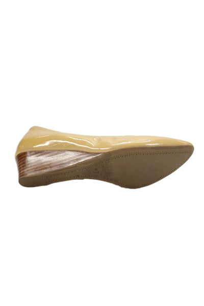 Cole Haan Grand.OS Womens Patent Leather Low Wedge Pumps Yellow Size 6 B