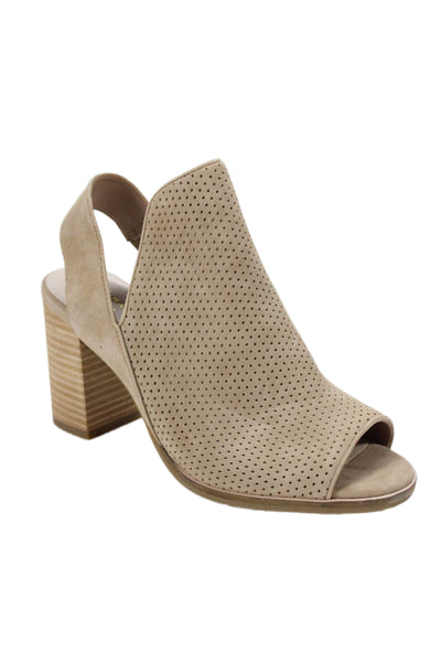 Cole Haan Grand.OS Womens Suede Perforated Open Toe Slingbacks Beige Size 6.5