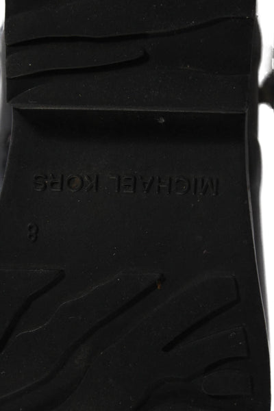 Michael Kors Womens Silver Tone Knee High Rain Boots Black Size 8