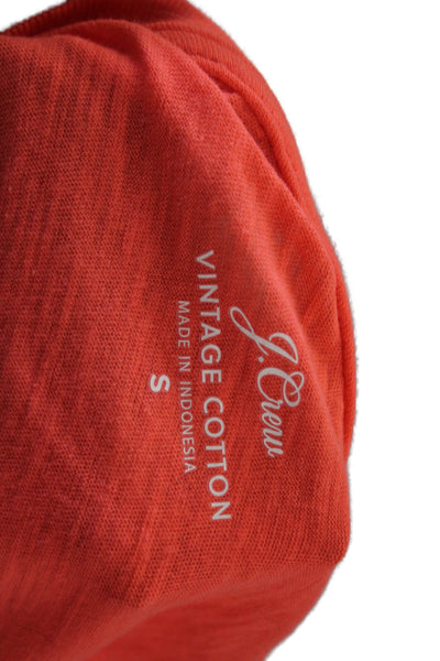 J Crew Womens Orange V Neck Cotton Short Sleeve Basic T Shirt Size S