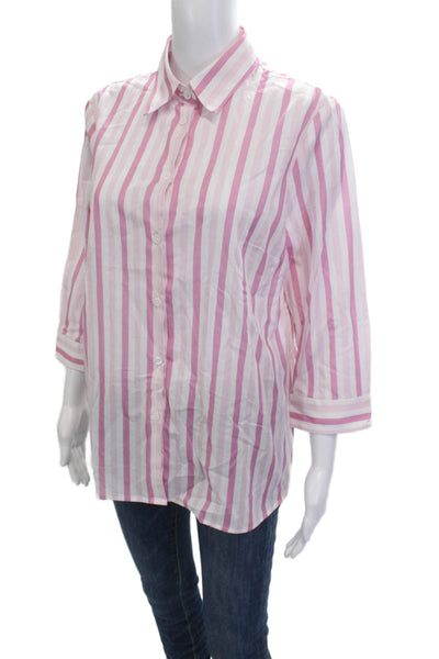 Camicettasnob Womens Button-Up Striped 3/4 Sleeve Pink Cotton Size 44