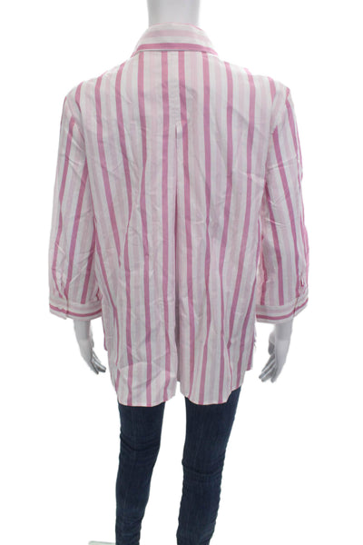 Camicettasnob Womens Button-Up Striped 3/4 Sleeve Pink Cotton Size 44