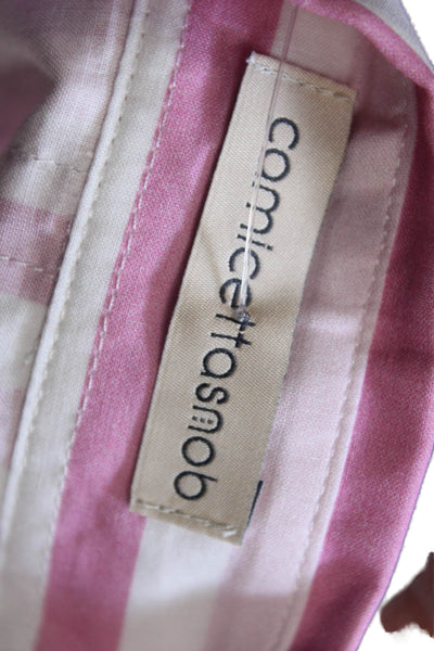 Camicettasnob Womens Button-Up Striped 3/4 Sleeve Pink Cotton Size 44