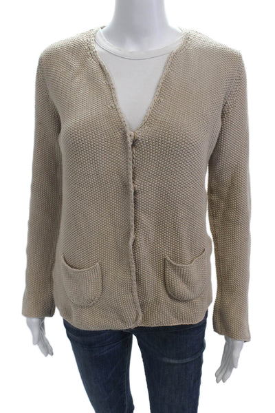 Kash Unisex Beige Cotton V Neck Button Long Sleeve Cardigan Size 42