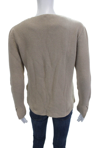 Kash Unisex Beige Cotton V Neck Button Long Sleeve Cardigan Size 42