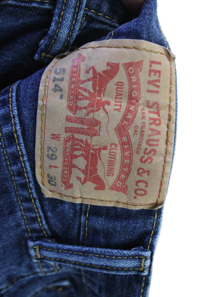 Levi's Mens Straight Dark Blue Jeans Button Fly Denim Size 30