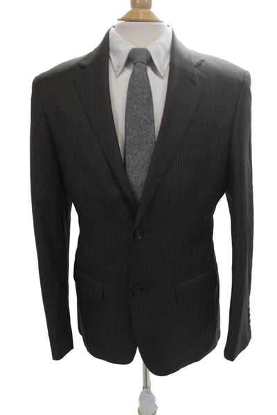 Reda Mens 2 Piece Suit Jacket Wool Striped Dark Gray Collared Button Size 48