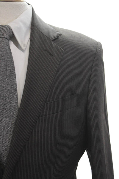 Reda Mens 2 Piece Suit Jacket Wool Striped Dark Gray Collared Button Size 48