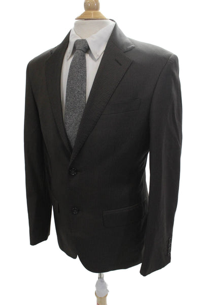 Reda Mens 2 Piece Suit Jacket Wool Striped Dark Gray Collared Button Size 48