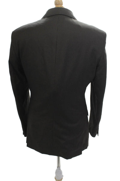 Reda Mens 2 Piece Suit Jacket Wool Striped Dark Gray Collared Button Size 48