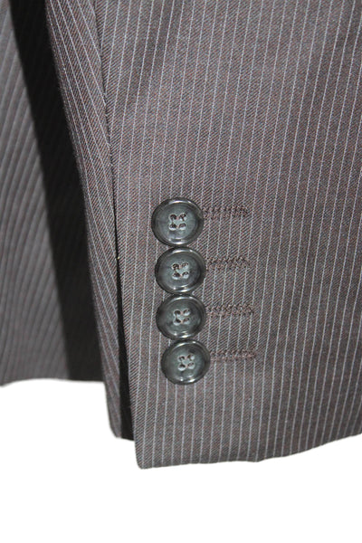 Reda Mens 2 Piece Suit Jacket Wool Striped Dark Gray Collared Button Size 48