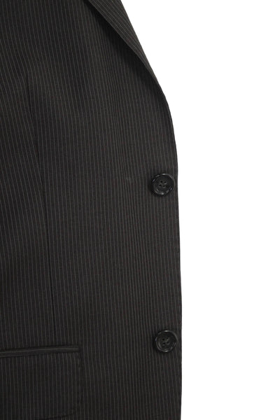 Reda Mens 2 Piece Suit Jacket Wool Striped Dark Gray Collared Button Size 48